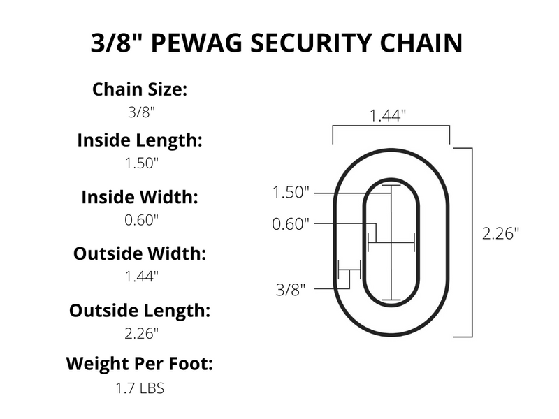 PEWAG SECURITY CHAIN - 3/8" *Sold per Foot*