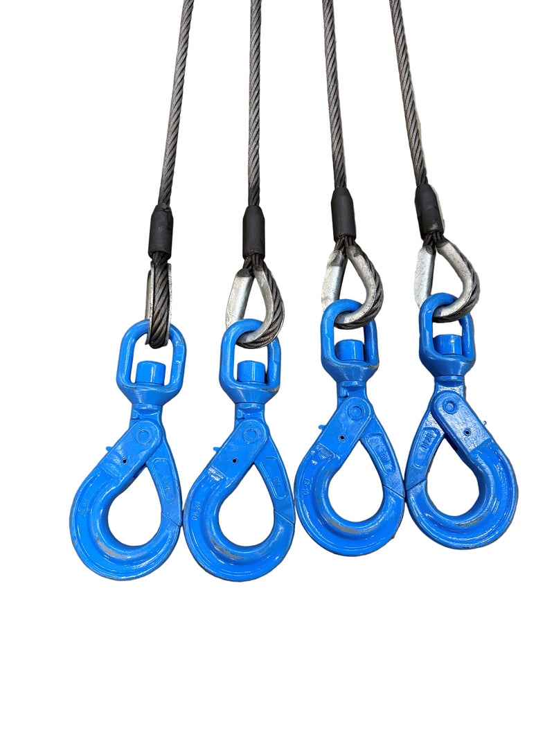 3/8" Quad Leg Wire Rope Bridle WLL: 9,600LBS