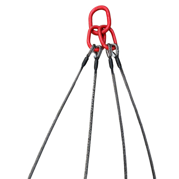 3/8" Quad Leg Wire Rope Bridle WLL: 9,600LBS