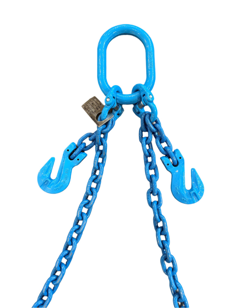 9/32" - Grade 100 Double-Leg Chain Slings with Grab-Hook Adjusters - WLL: 7,500LBS