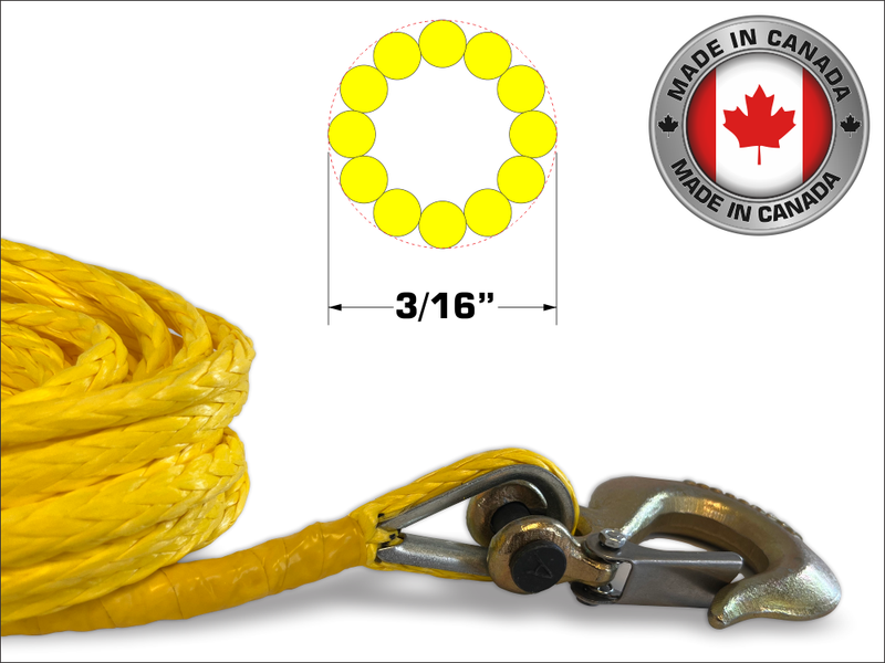 3/16" - Tuff-X Synthetic Winchline With Clevis Slip Hook