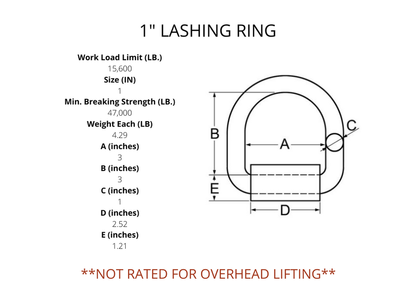 1" LASHING RING  ** NOT RATED FOR OVERHEAD LIFTING **