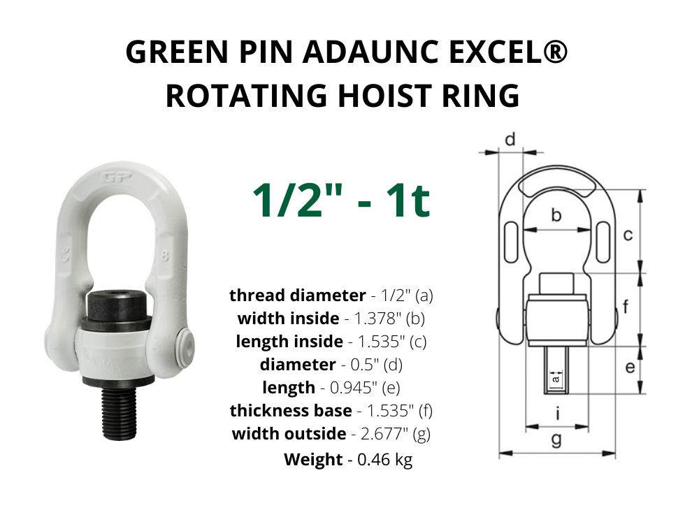 Green Pin Rotating Hoist Ring - UNC