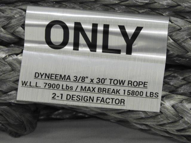 3/8 x 30' Dyneema Tow Rope WLL-7900 LBS Break-15800 LBS