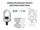 Green Pin Rotating Hoist Ring - UNC