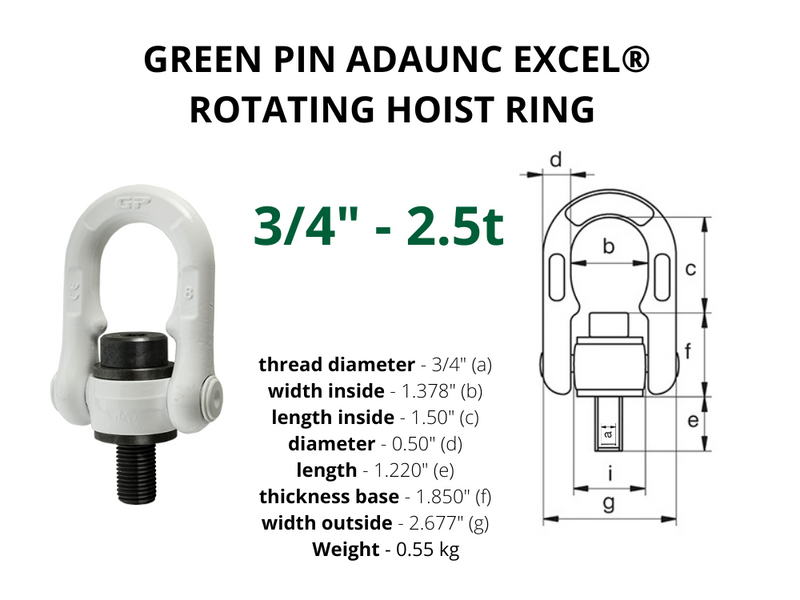 Green Pin Rotating Hoist Ring - UNC