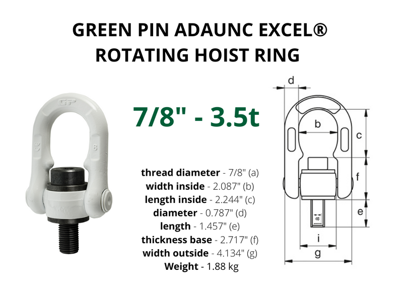 Green Pin Rotating Hoist Ring - UNC