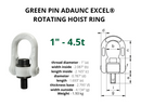 Green Pin Rotating Hoist Ring - UNC