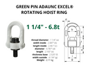 Green Pin Rotating Hoist Ring - UNC