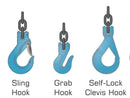 9/32" - Grade 100 Quad-Leg Chain Slings with Grab-Hook Adjusters - WLL: 11,200LBS