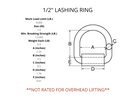 1/2" LASHING RING  ** NOT RATED FOR OVERHEAD LIFTING **